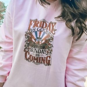 XL Light Pink Easter Gildan 50/50 Sweatshirt